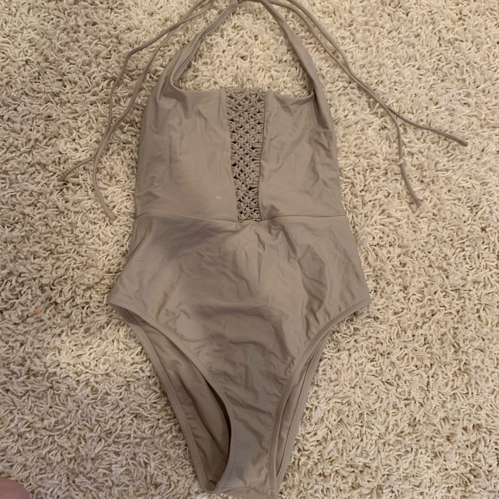 Tan high waisted aerie swimsuit one piece